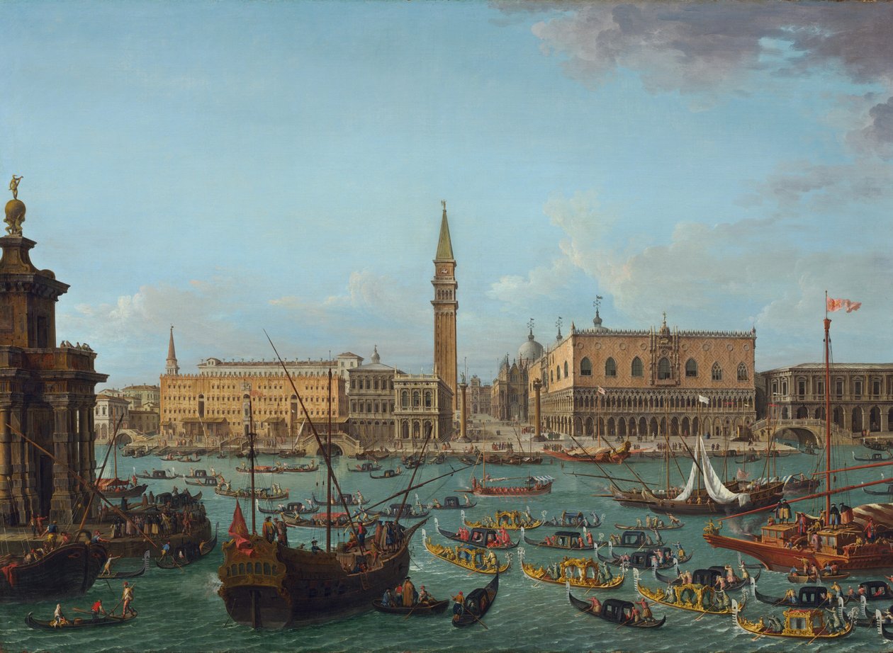 Procesí gondol v Bacino di San Marco, Benátky od Antonio Joli