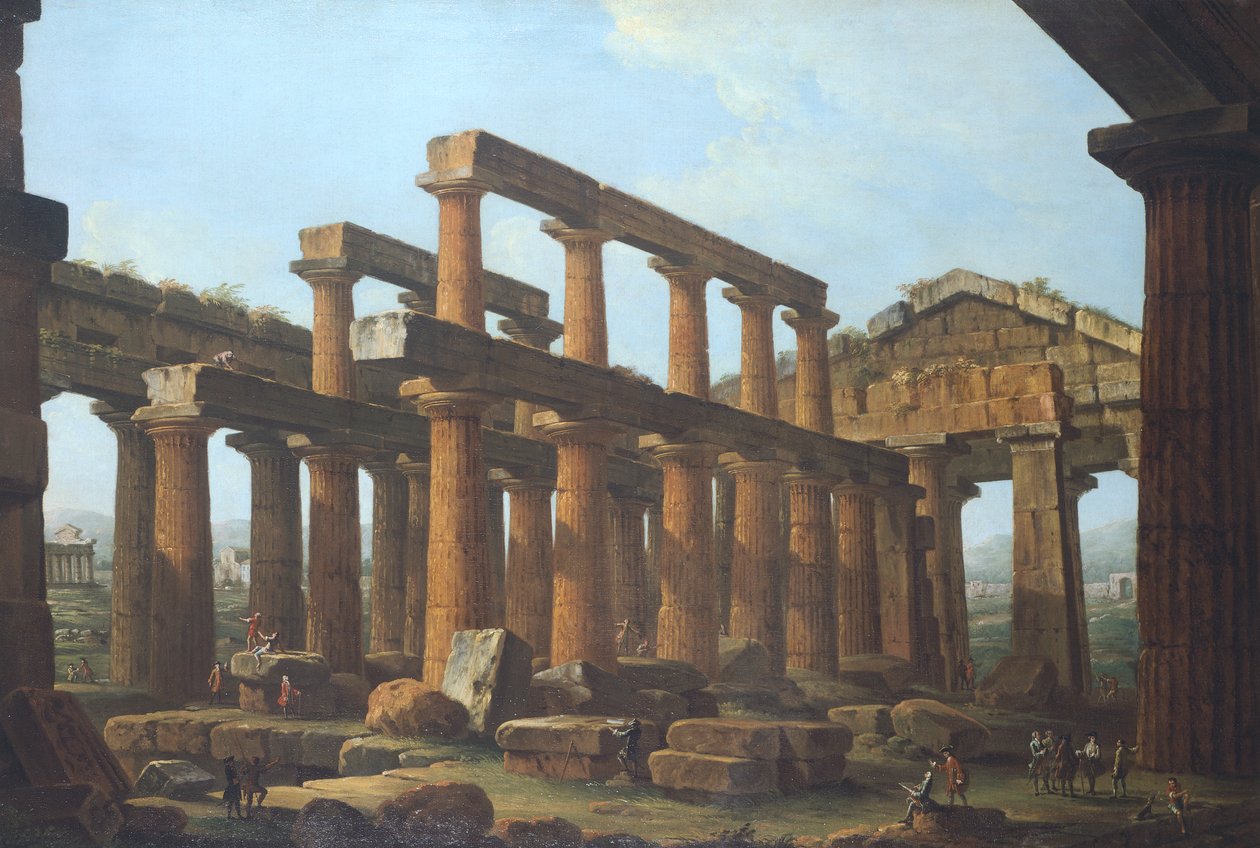 Poseidonův chrám v Paestum od Antonia Joliho (1700-1777) od Antonio Joli