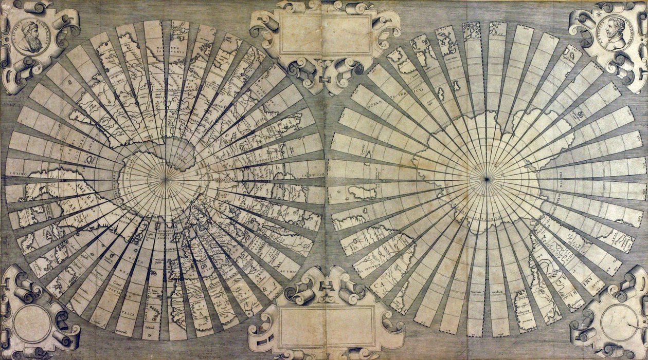 Mapa světa se dvěma polokoulemi od Antonio & Kremer Gerard & Cimerlini Giovanni Paolo (16th century) Florianus