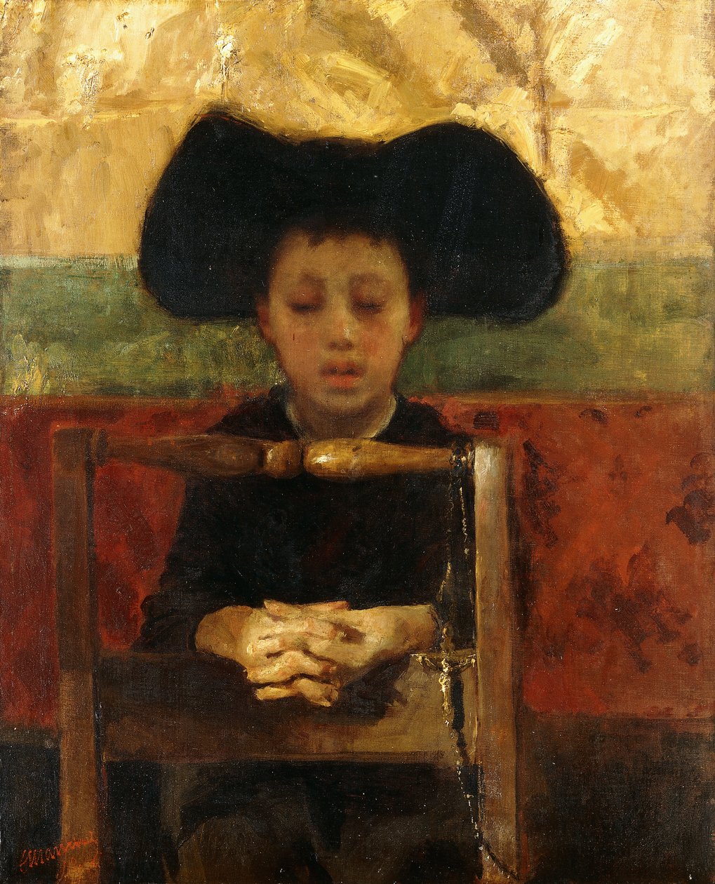 Oltářník se modlí, kolem 1865-1875 od Antonio Mancini
