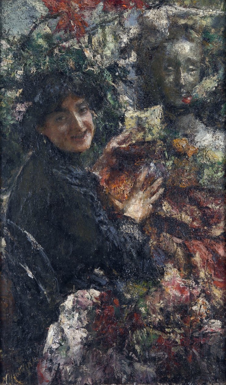 ""Aurelia"" Portrét římské modelky přezdívané Cornacchia (vrána) Malba Antonia Manciniho (1852-1930), olej na plátně, 94 x 59,7 cm, cca 1906 Londýnská národní galerie od Antonio Mancini