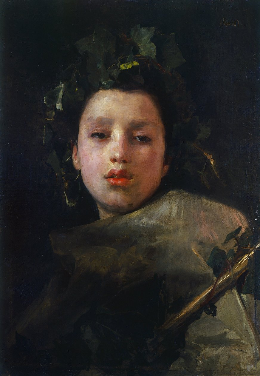 Bacchus jako chlapec od Antonio Mancini