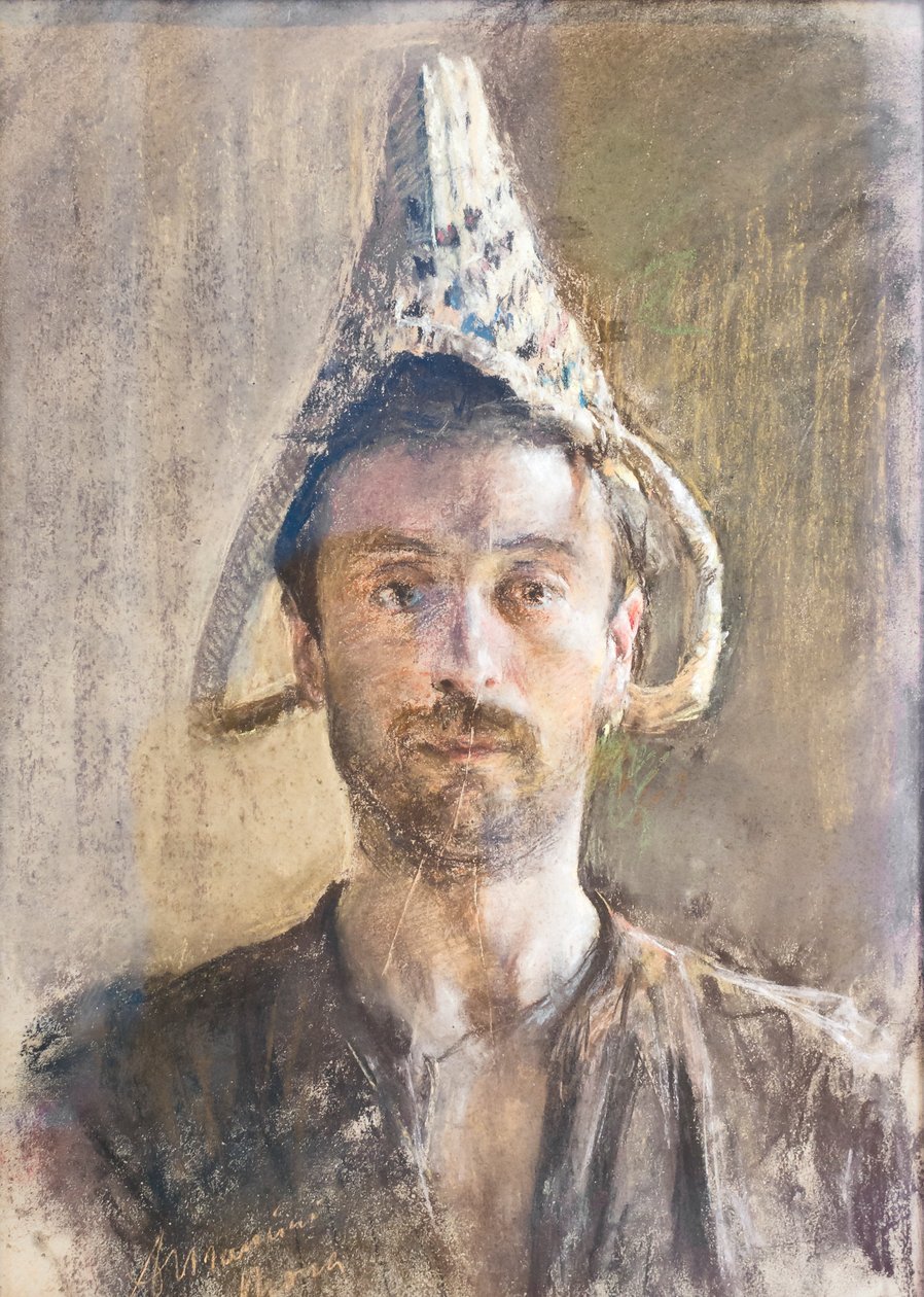 Autoportrét s košíkem od Antonio Mancini