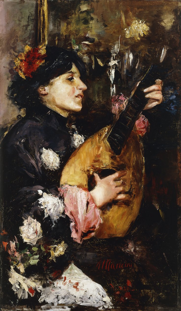 Žena s mandolínou, od Antonio Mancini