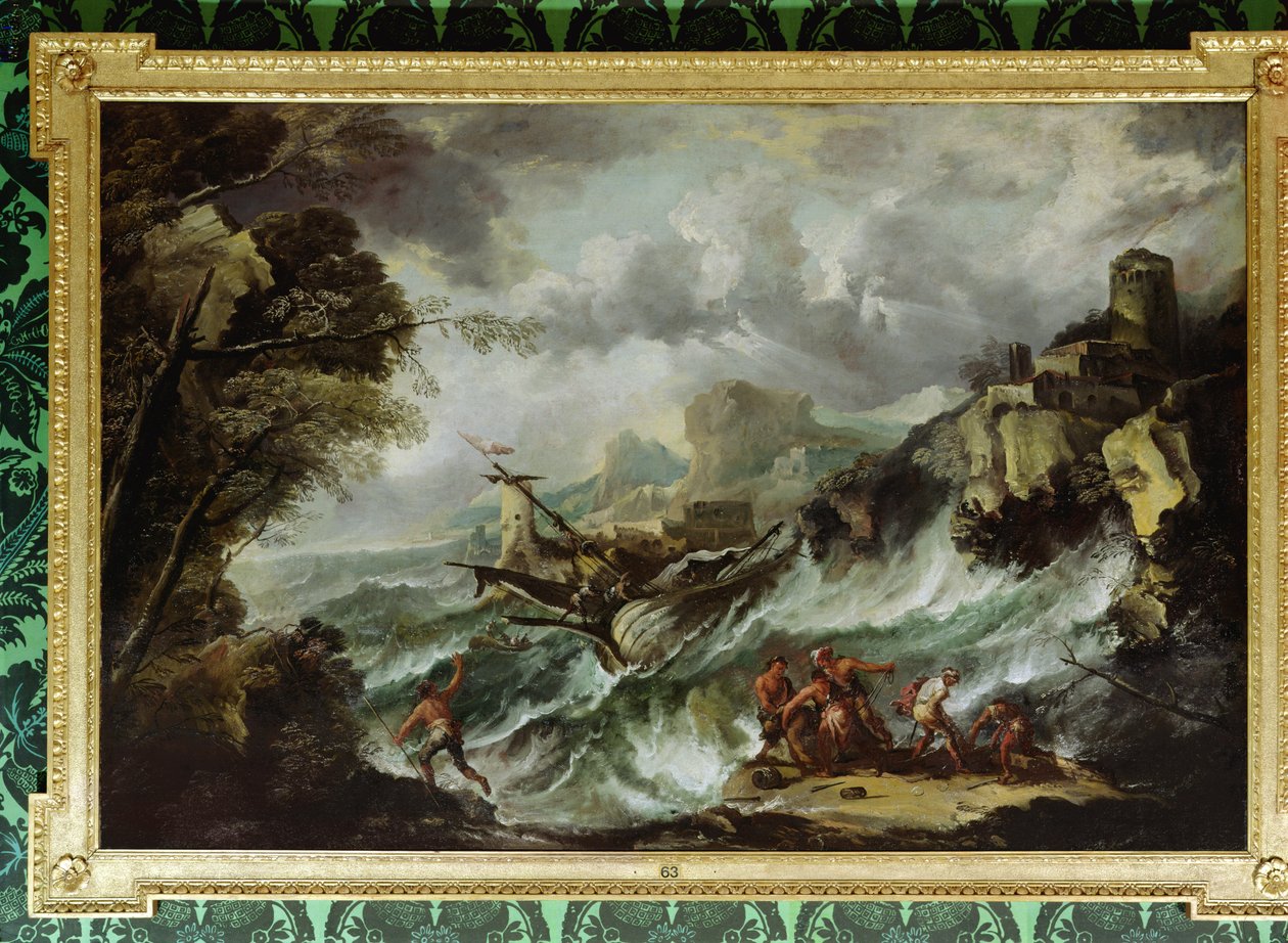 Seascape with Shipwreck, c.1700-07 (olej na plátně) (viz také 109199) od Antonio Marini