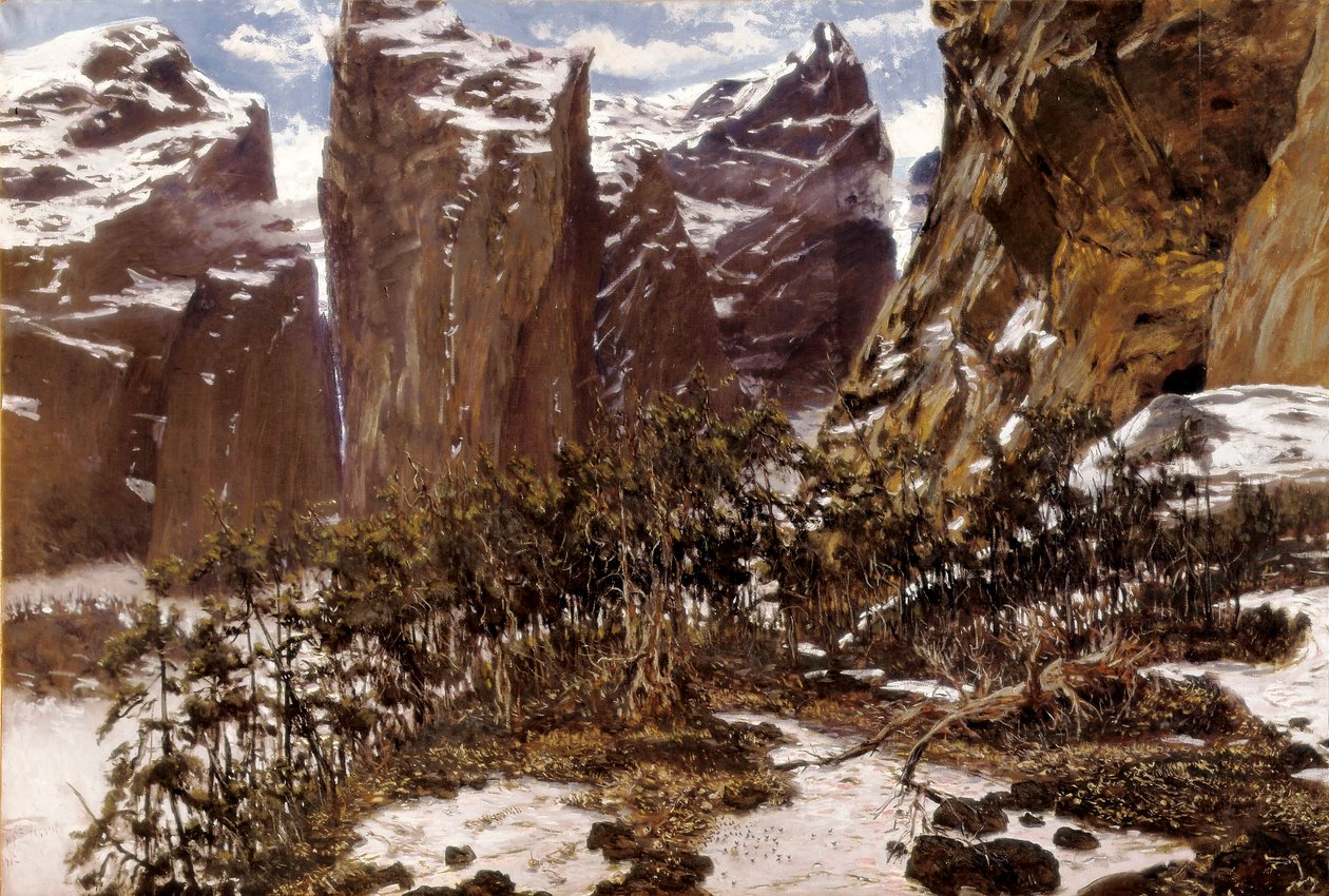 Roncesvalles (nebo Roncesvalles ve španělštině). Krajina severního Španělska. Obraz Antoni MUNOZ i DEGRAIN (1841-1924), konec 19. století. Olej na plátně. Španělsko, Valencie, Museo de Bellas Artes San Pio V. od Antonio Munoz Degrain