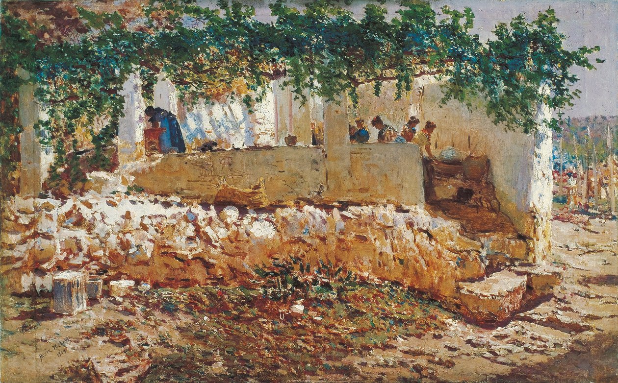 Pračky - Munoz Degrain, Antonio (1840-1924) - 1903 - Olej na plátně - 62x98 - Museo Carmen Thyssen, Malaga od Antonio Munoz Degrain