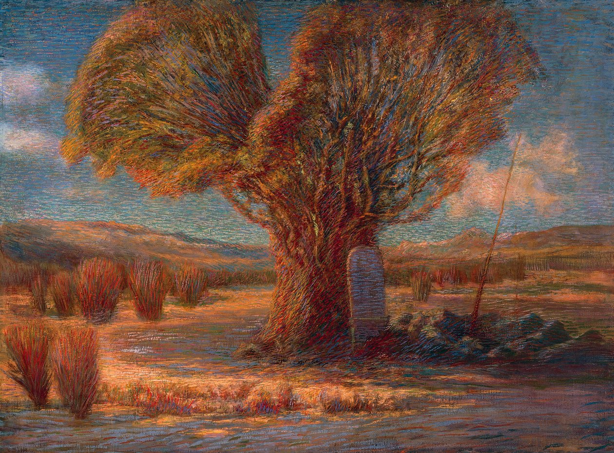 Caprera (borovice), od Antonia Pasinettiho (1863-1940), olej na plátně, 70x95 cm. Itálie, 20. století. od Antonio Pasinetti