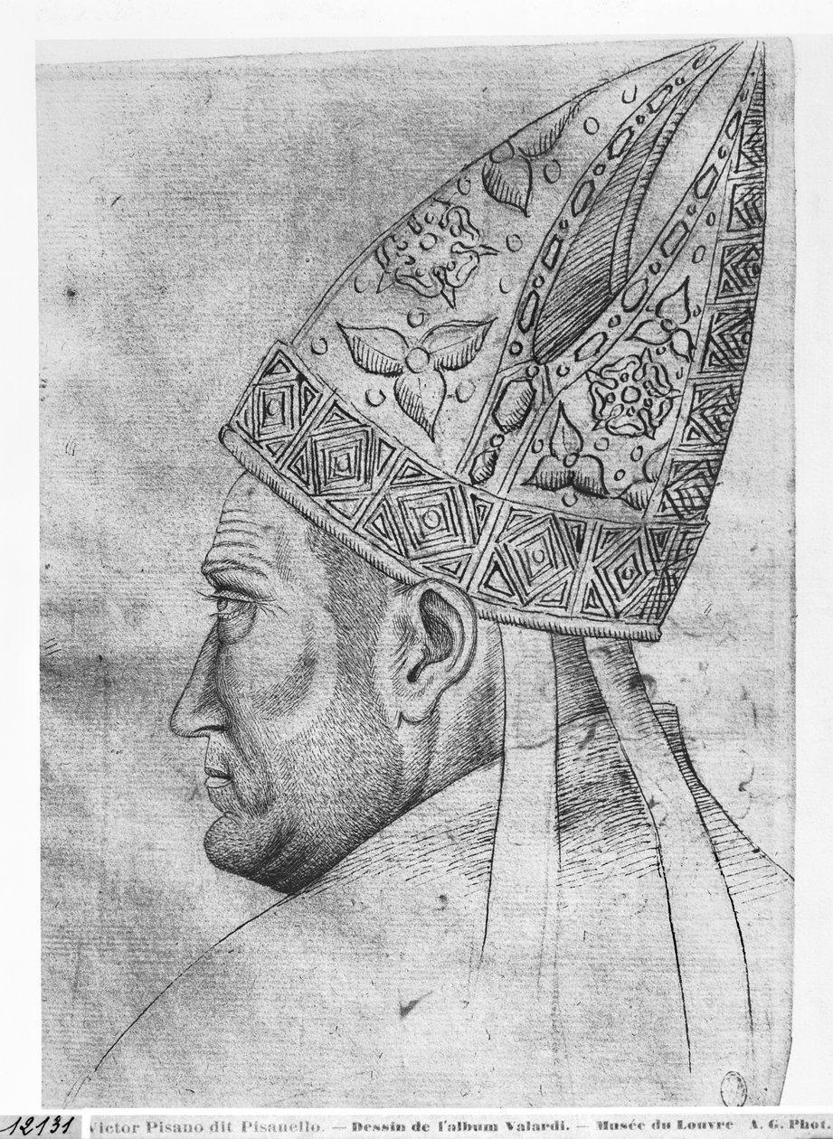 Hlava biskupa z alba Vallardi od Antonio Pisanello