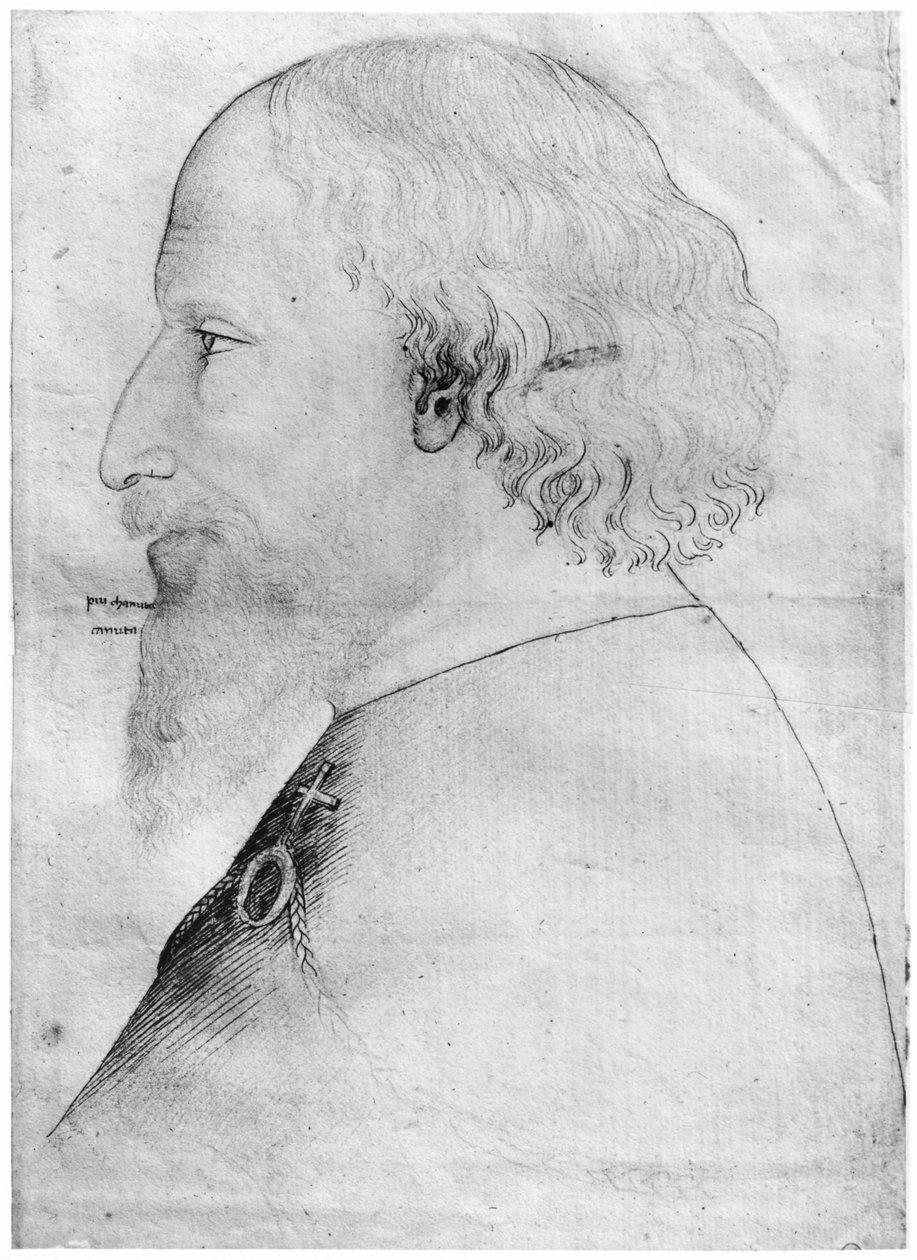 Zikmund, císař Svaté říše římské, z alba Vallardi (pero, inkoust, tužka a červená křída na papíře) od Antonio Pisanello