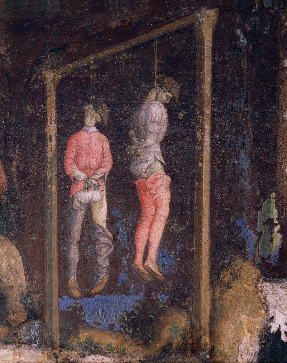 Oběšenci, detail ze svatého Jiří a princezny od Antonio Pisanello