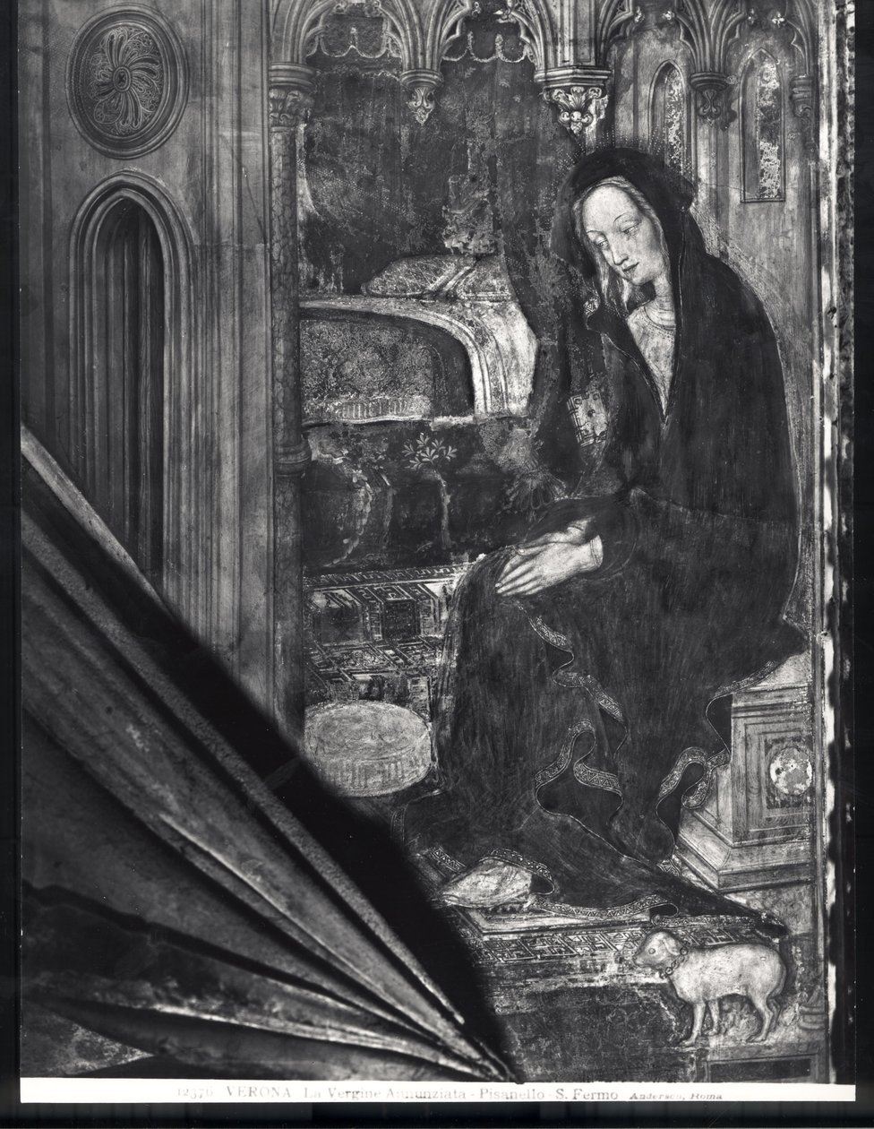 Panna Maria, detail ze Zvěstování od Antonio Pisanello