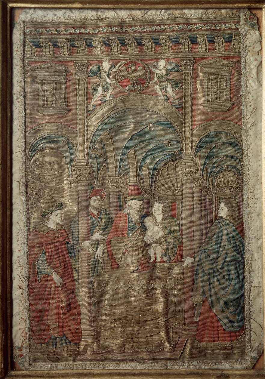 Hedvábné a zlaté vyšívané vlečky podle kresby Antonia Pollaiola (Benci nebo Pollaiuolo) (asi 1431-1498) 1466-1480 Kabinet designu a známek, Uffizi, Florencie od Antonio Pollaiuolo