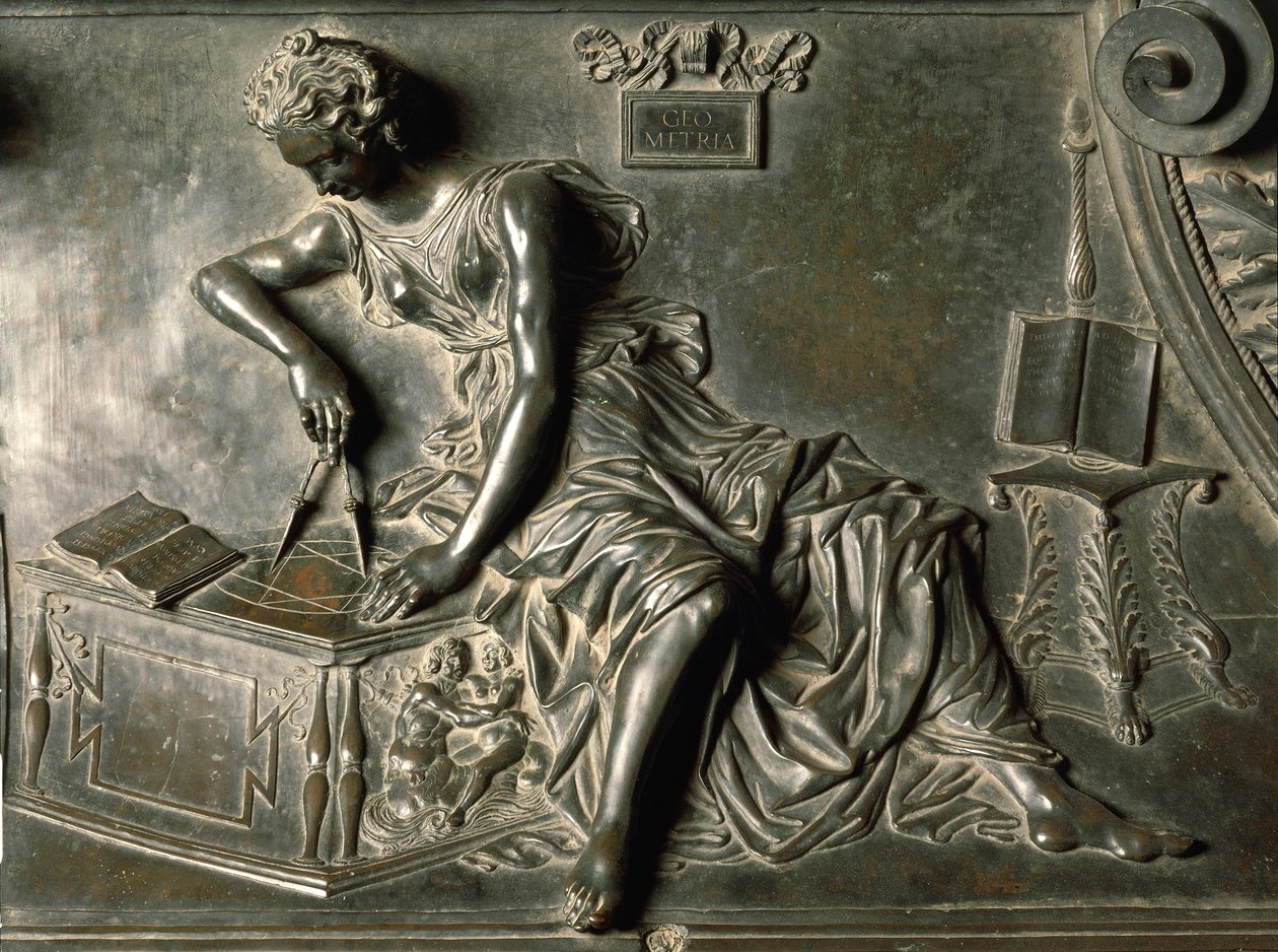 Geometrie, detail z hrobky Sixta IV od Antonia Pollaiuola (1432-1498), bronz, bazilika svatého Petra, Vatikán od Antonio Pollaiuolo