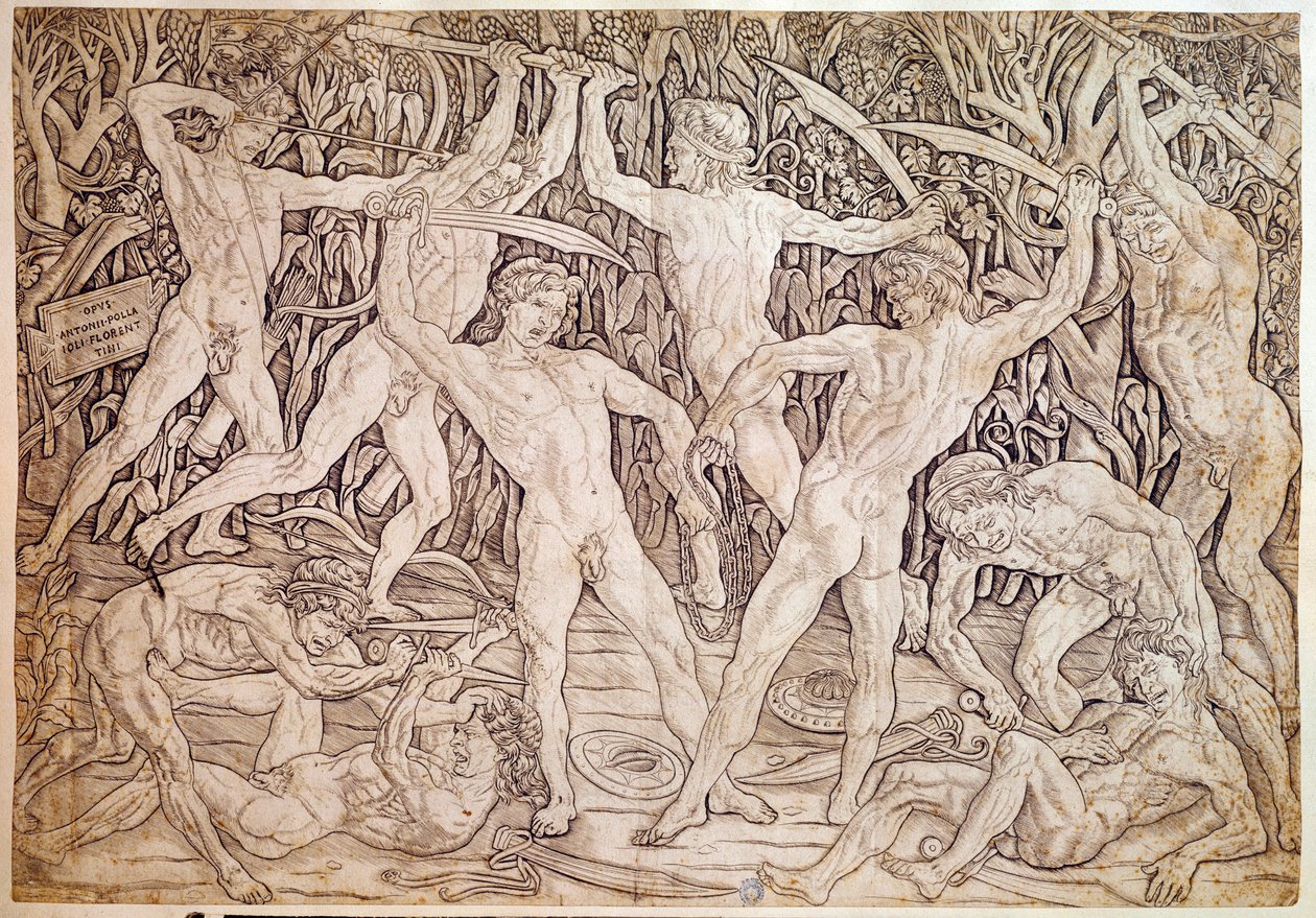 Nazí muži bojují. Vyryl Antonio Pollaiuolo (Pollaiolo) (1432-1498) od Antonio Pollaiuolo