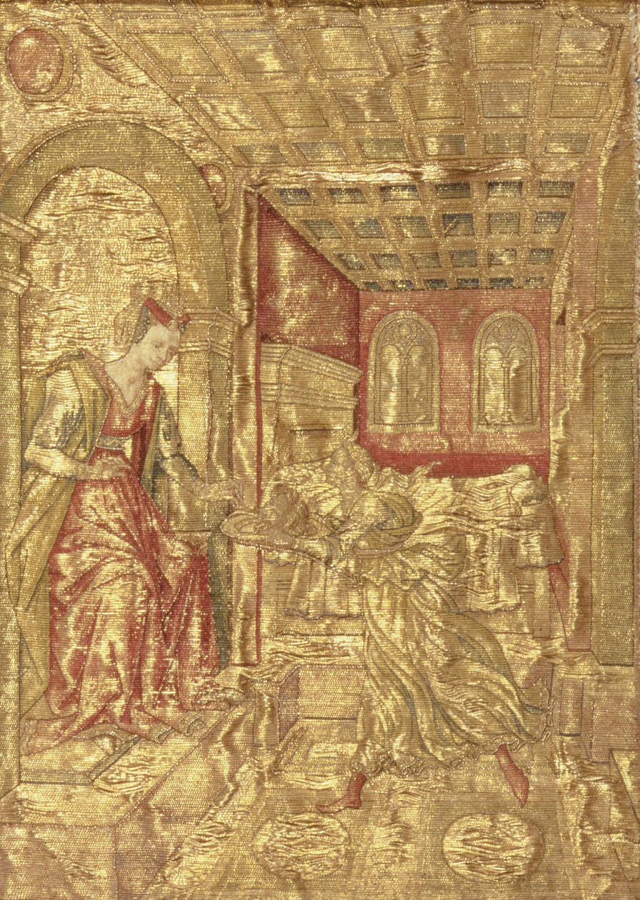 Salome Představuje hlavu sv. Jana Křtitele Herodiadě, tapisérie zobrazující výjevy ze života světice (textil) od Antonio Pollaiuolo