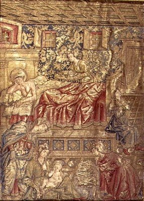 Narození sv. Jana Křtitele, tapisérie zobrazující výjevy ze života světce (textil) od Antonio Pollaiuolo