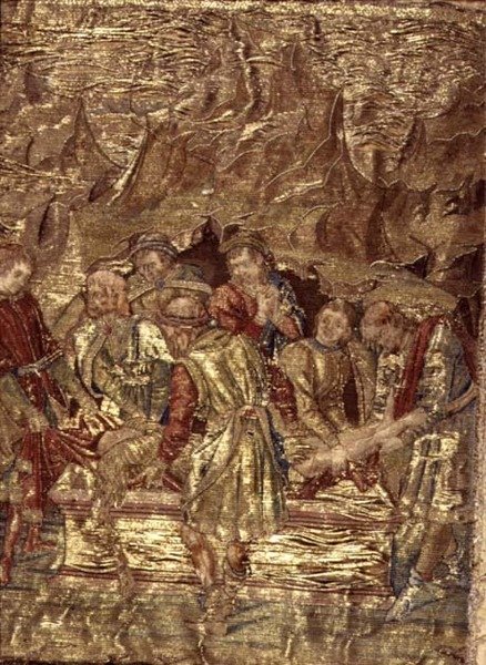 Pohřeb sv. Jana Křtitele, tapisérie zobrazující výjevy ze života světce (textil) od Antonio Pollaiuolo