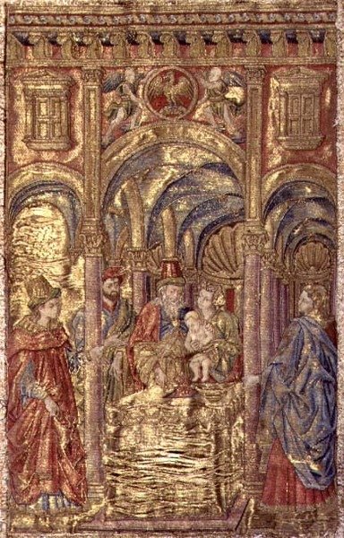 Obřízka, gobelín zobrazující výjevy ze života sv. Jana Křtitele (textil) od Antonio Pollaiuolo