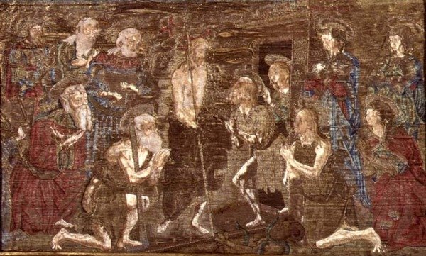 Sestup Krista do limba a propuštění sv. Jana Křtitele, tapisérie zobrazující výjevy ze života světce (textil) od Antonio Pollaiuolo