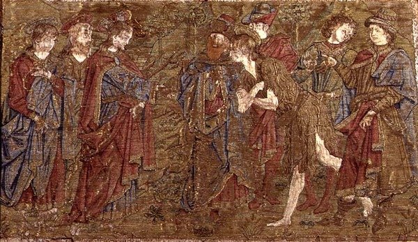 Setkání sv. Jana Křtitele s Kristem, tapisérie zobrazující výjevy ze života světce (textil) od Antonio Pollaiuolo