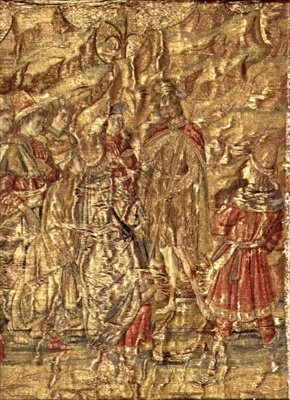 Setkání sv. Jana Křtitele a výběrčích daní, tapisérie zachycující život světce (textil) od Antonio Pollaiuolo