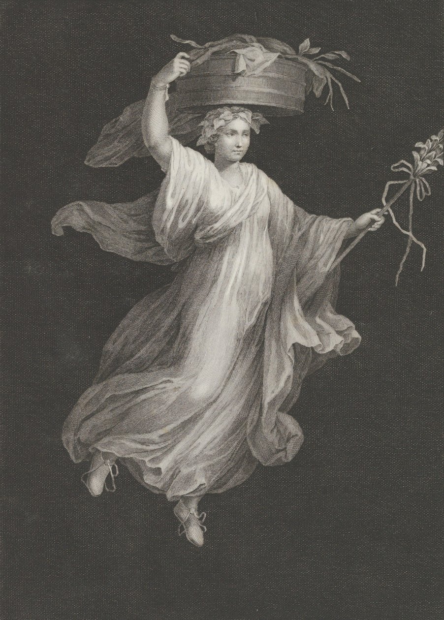 Bacchante nesoucí velký koš na hlavě a držící hůl v le..., ca. 1795-cca. 1820. od Antonio Ricciani