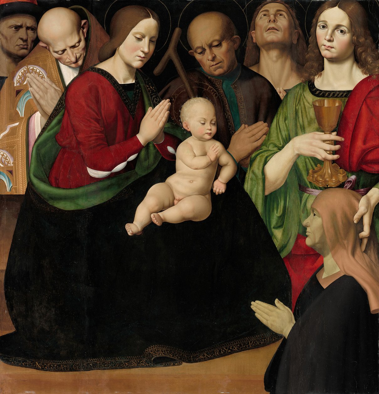 Svatá rodina se čtyřmi svatými a dárkyní, c. 1510. od Antonio Rimpacta