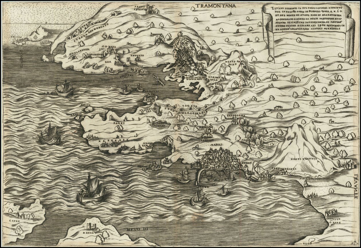 Antonio Salamanca 1538 Il Vero Disegnio In Sui Propio Luogho Ritratto Del In Felice Paese Di Posuolo Quale E. M. 60 et del Monte di Nuovo Nato In Mare Et In Terra , , , 29 de Setenbre 1538 od Antonio Salamanca
