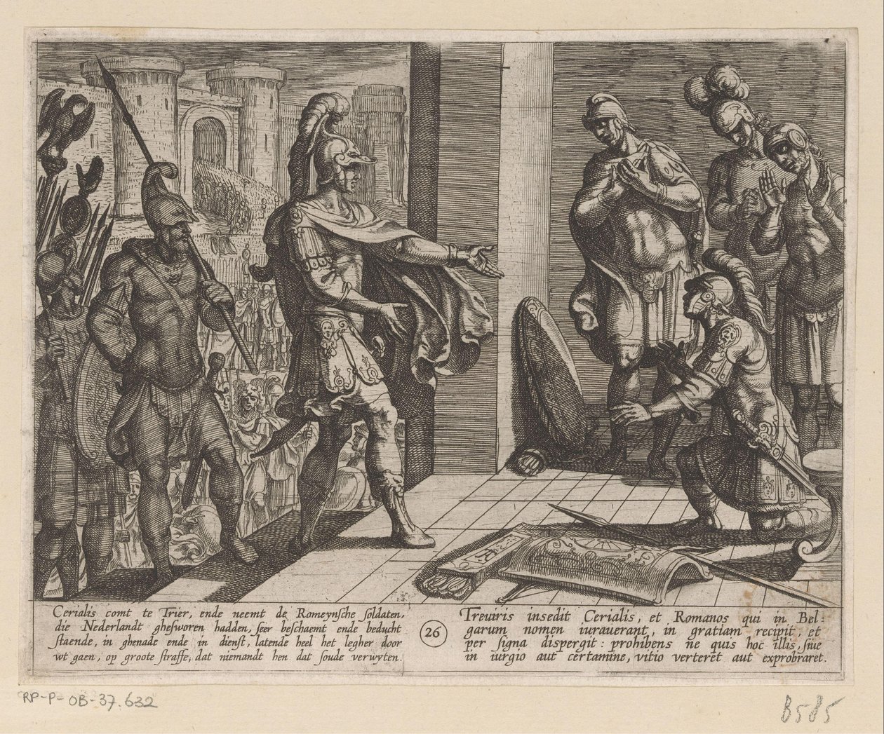 Cerialis odpouští římským vojákům, kteří pomáhali Juliu Civilisovi Batavské války proti Římanům (název série) Batavorum cum Romanis Bellum (název série) od Antonio Tempesta