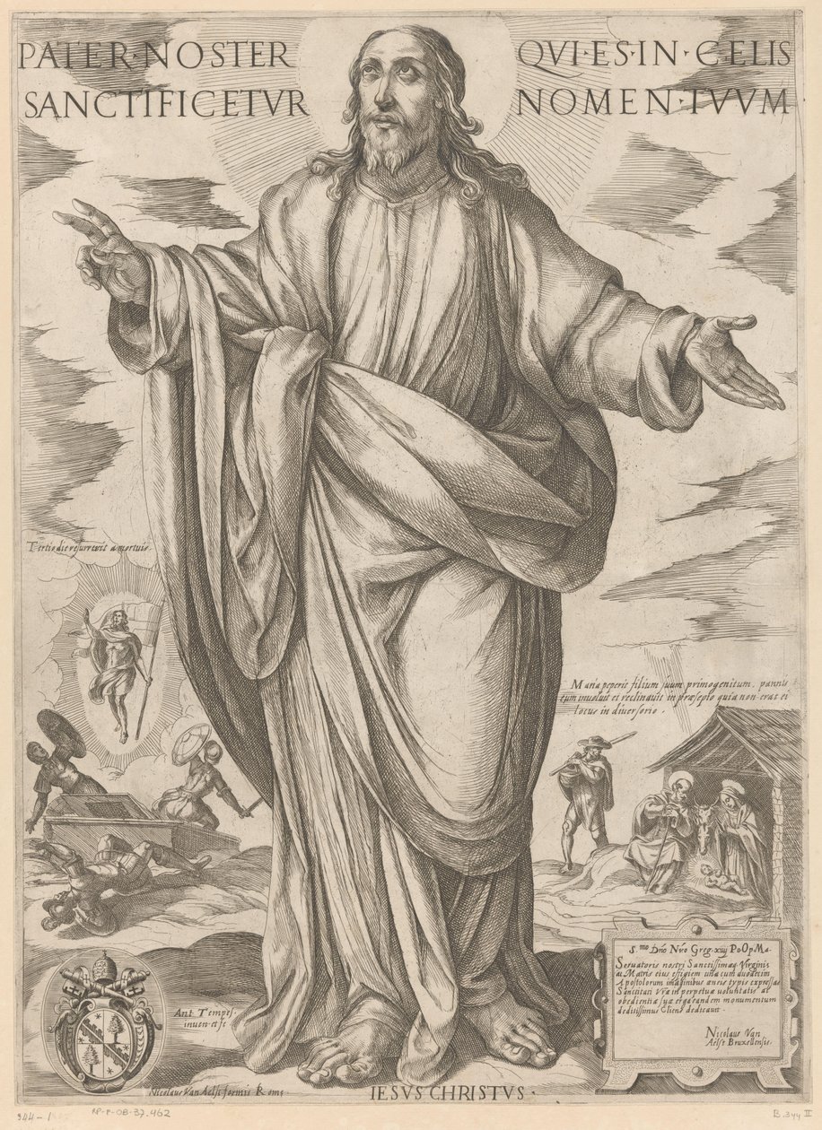 Kristus Otče náš, jenž jsi na nebesích, posvěť se jméno tvé (titul na předmětu) Kristus, Marie en de apoštol (název série) od Antonio Tempesta
