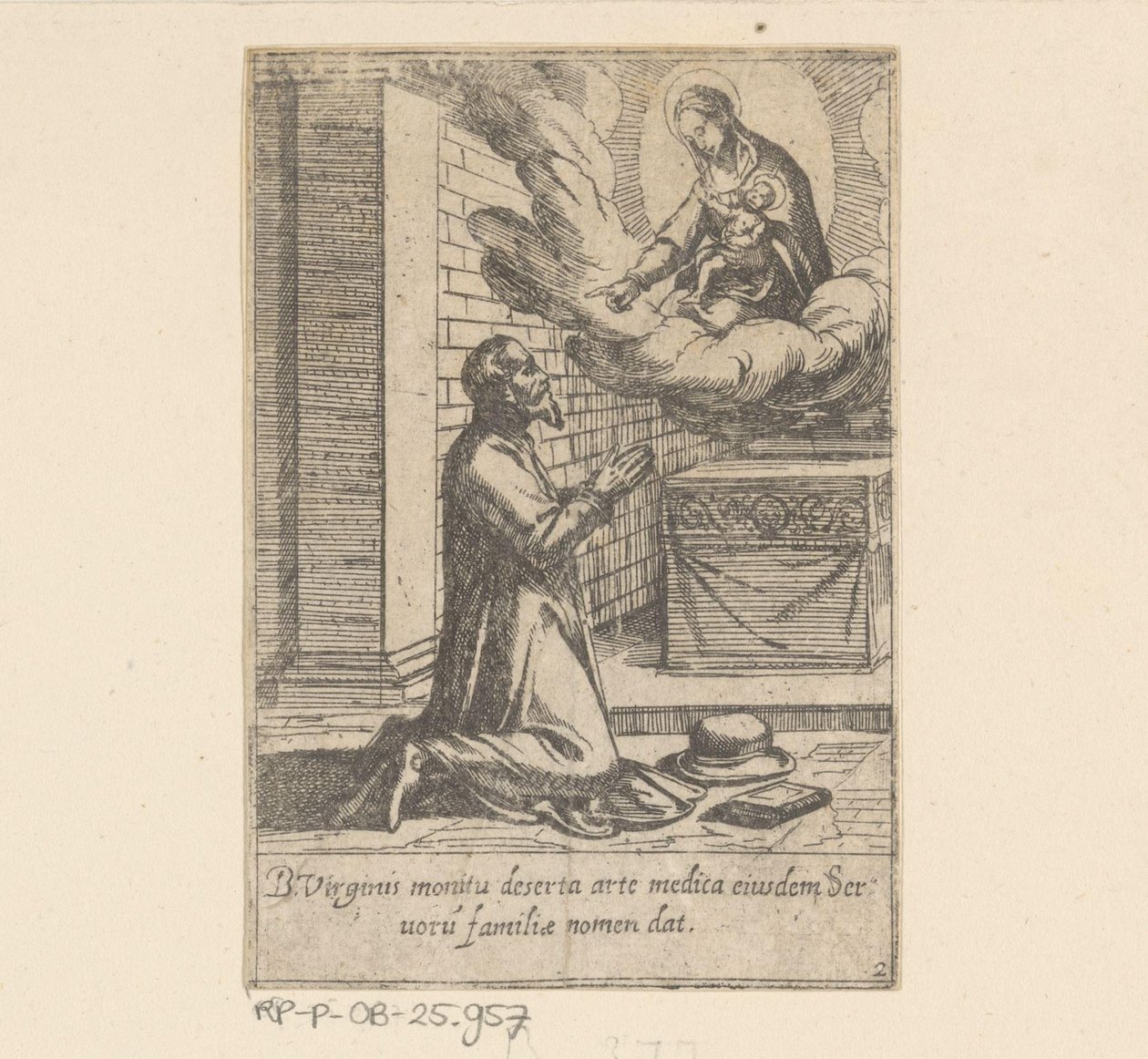 Heilige Philippus plaast zich onder de Hoede van Maagd Maria Het Leven van Philippus Benitius (název série) Život B. Philippi Benicius Florent. obj. Služebník B. Marie Panny (název série) od Antonio Tempesta