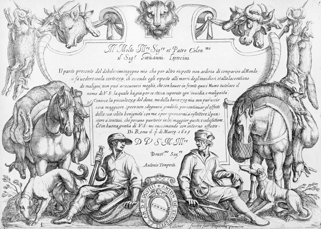 Frontispis k sérii loveckých scén, 1609 od Antonio Tempesta