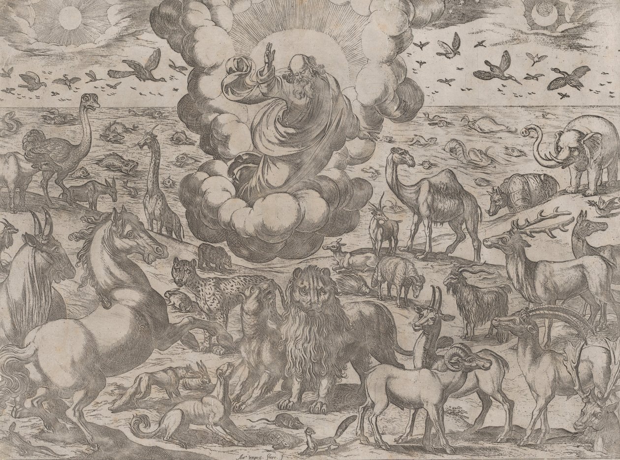 Bůh stvořil zvířata, ca. 1590-1630. od Antonio Tempesta