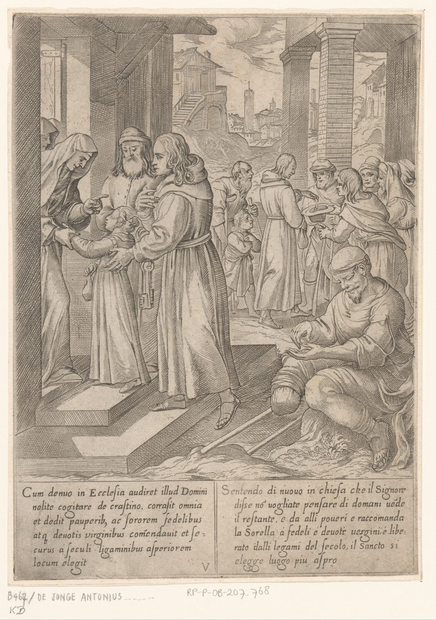 H. Antonius přivádí svou sestru k jeptiškám Život svatého Antonína Velikého (název série) od Antonio Tempesta