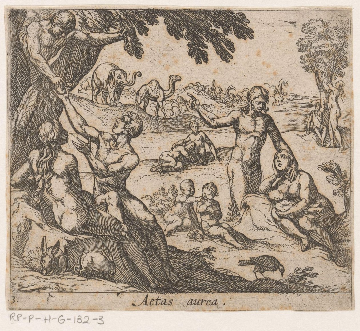 Zlatý věk Aetas aurea (název na objektu) Metamorphoseon sive Transformum (název série) Metamorfózy Ovidia (název série) od Antonio Tempesta