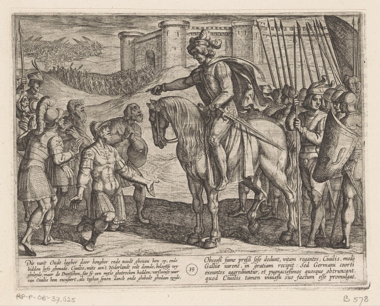 Muži z pevnosti se vzdávají Juliu Civilisovi Batavské války proti Římanům (název série) Batavorum cum Romanis Bellum (název série) od Antonio Tempesta