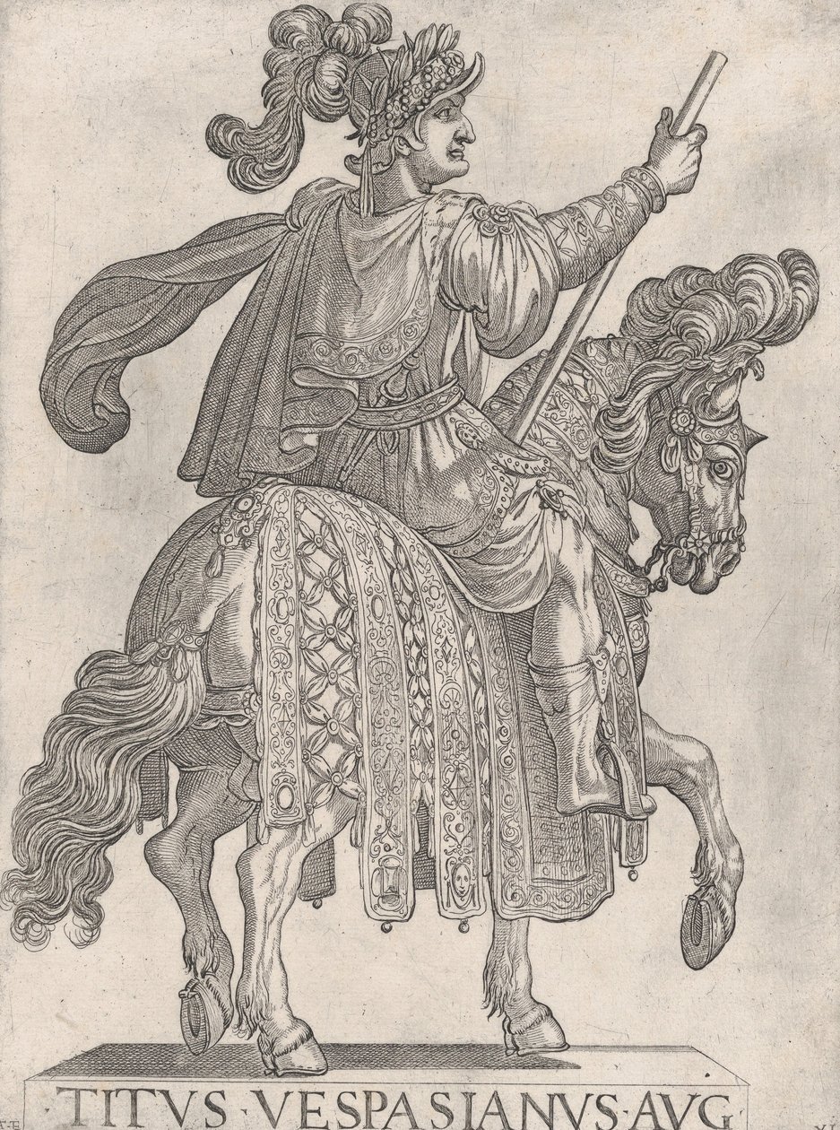 Deska 11: Titus Vespasianus na koni čelem zprava od 