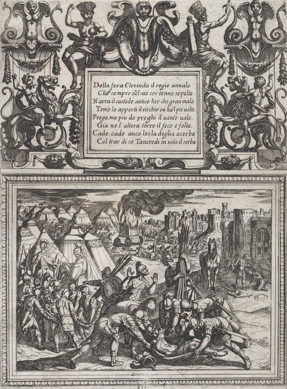 Deska 12: Ilustrace ke zpěvu XII, z Gerusalemme liberata od Torquata Tassa ..., ca. 1590-1630. od Antonio Tempesta