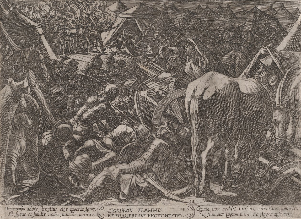 Talíř 14: Gideon Terrorizing the Enemy Camp, z 