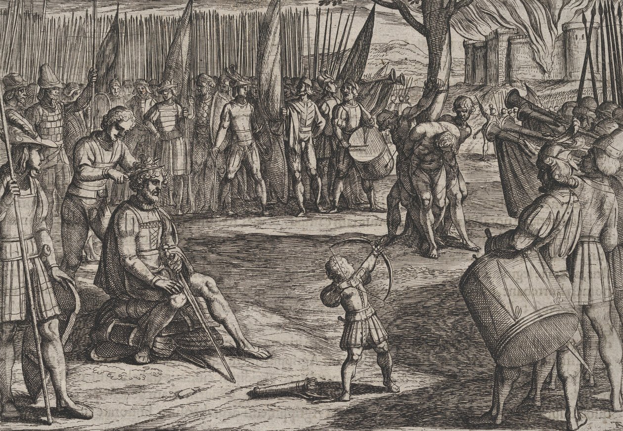 Talíř 20: Civilis ostříhaný, z Války Římanů proti Bataviánům R..., 1611. od Antonio Tempesta