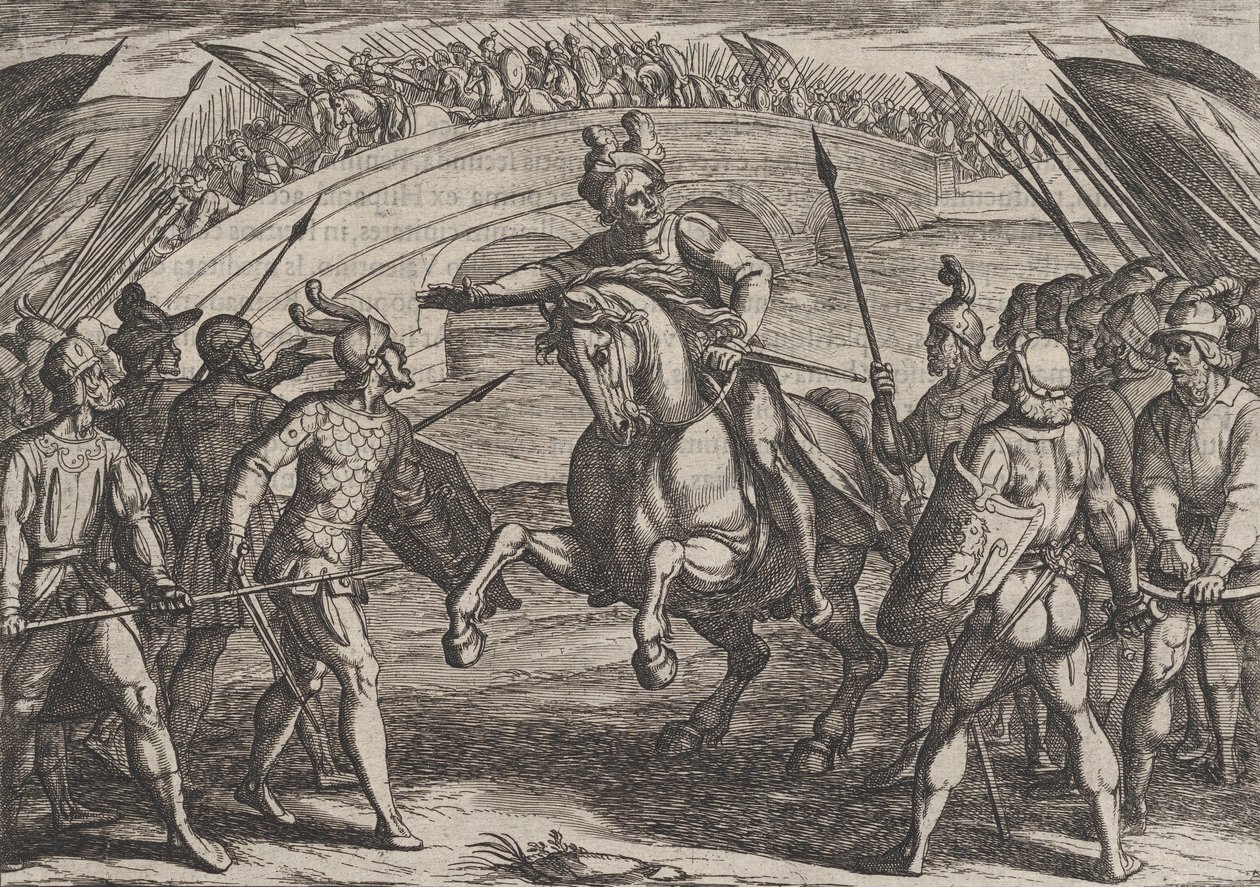 Talíř 22: Civilis odděluje německé a holandské jednotky, z Války Římanů proti..., 1611. od Antonio Tempesta