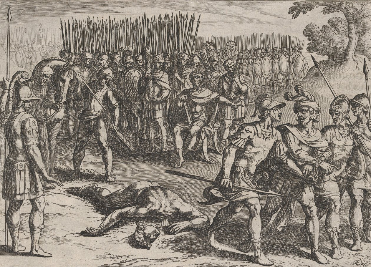 Deska 3: Claudius Civilis zatčen a jeho bratr Paulus beheaded, z Válka o Ro..., 1611. od Antonio Tempesta