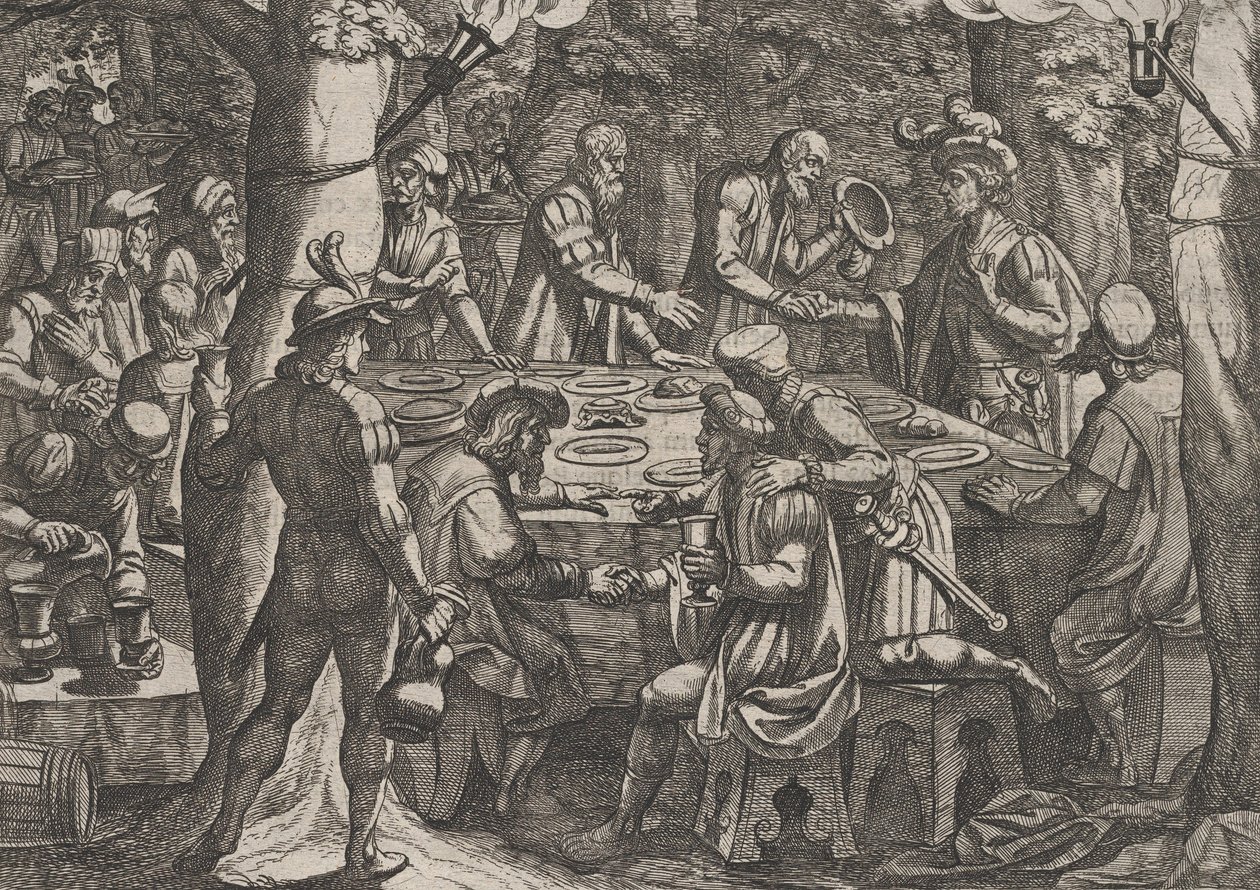 Deska 4: Civilis říká holandským starším, že s nimi Romové zacházejí jako s otroky..., 1611. od Antonio Tempesta