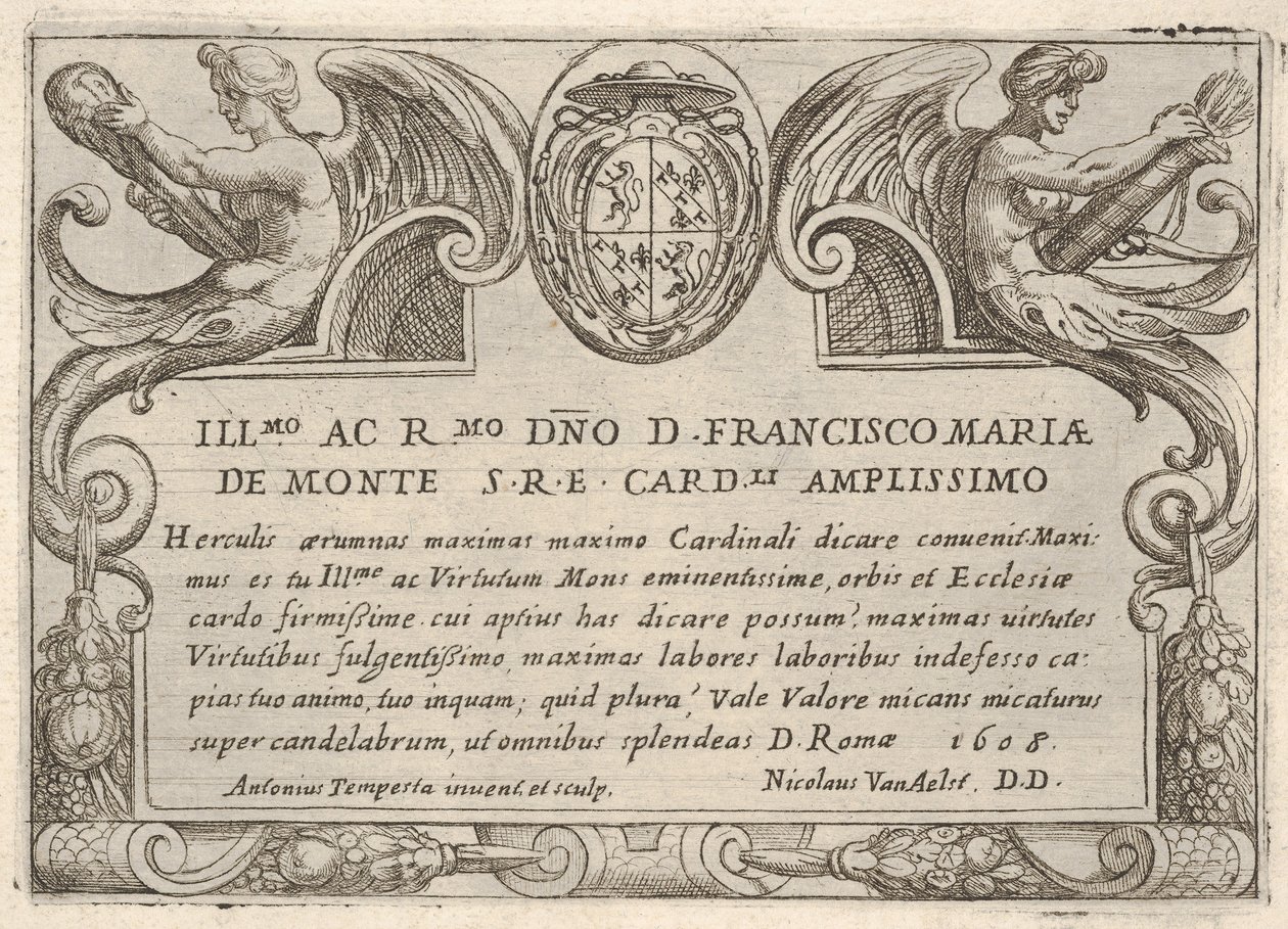 Titulní deska k sérii Herkulovy práce s pažemi kardinála Francesca Ma..., 1608. od Antonio Tempesta