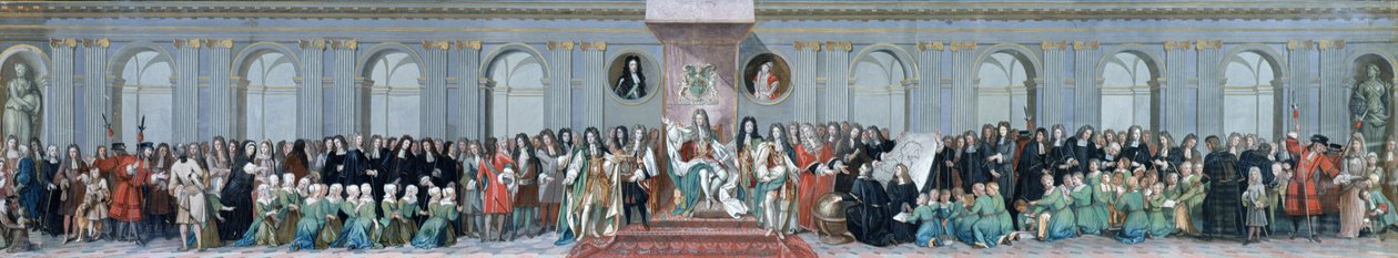 Jakub II. (1633-1701) přijímá matematické učence z Kristovy nemocnice od Antonio Verrio