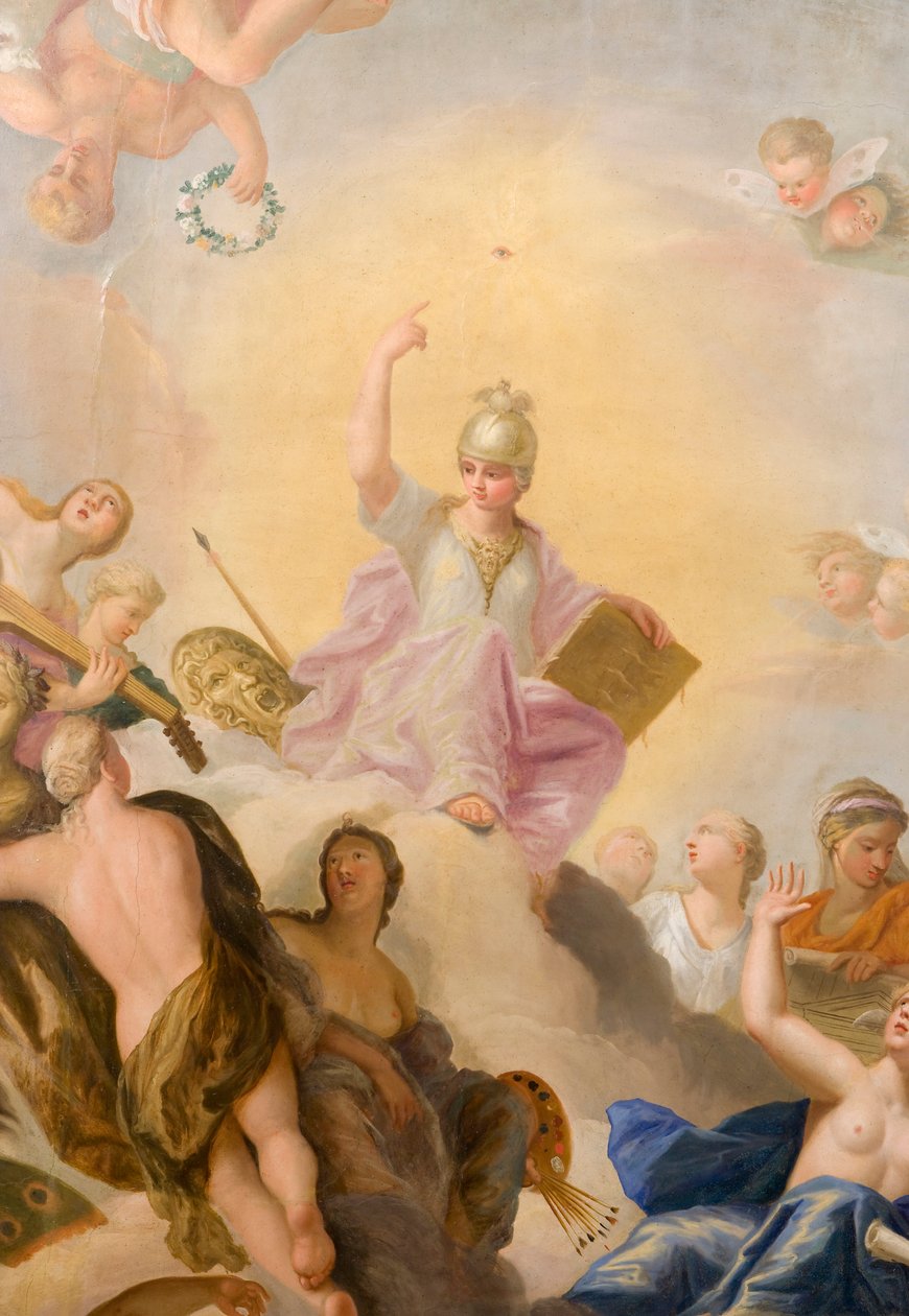 Minerva obklopená uměním a vědami, detail z Banketního domu od Antonio Verrio