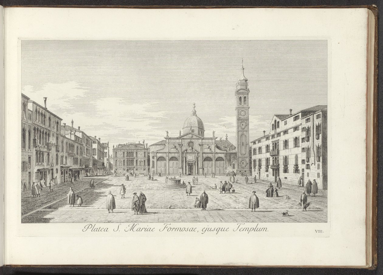 Gezicht na Campo Santa Maria Formosa te Venetië Náměstí Panny Marie Formosa a jeho chrám (název na objektu) Gezichten op bugemenen en pleinen v Benátkách (název série) Nejznámější pohledy na město Benátky z 38. leteckého reliéfu Antonius Canal od Antonio Visentini
