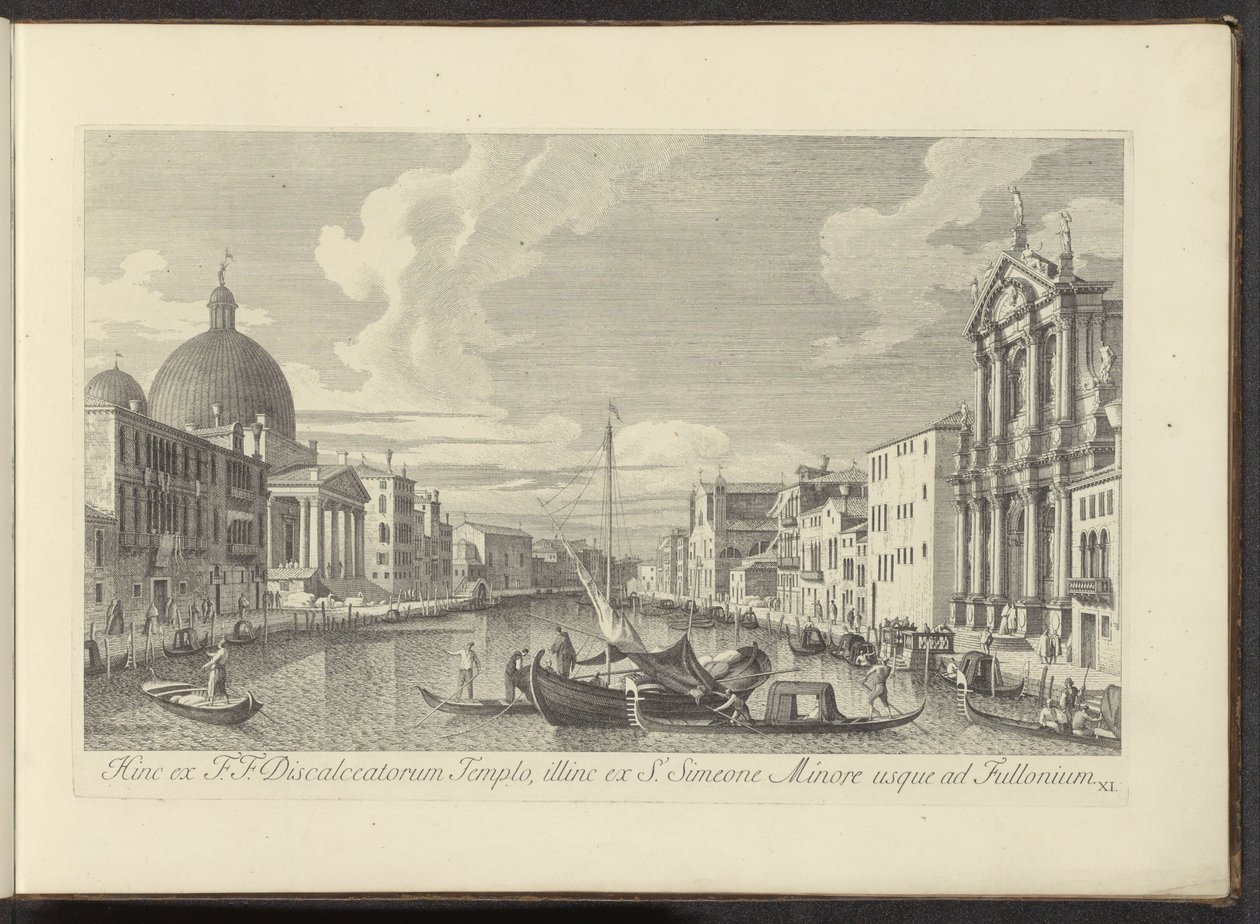 Pohled na Canal Grande, Santa Maria di Nazareth a San Simeone Piccolo te Venetië Proto od F.F. Temple of the Discalced, dále od S. Simeon Minor po Fullonium (název na objektu) Nejznámější pohledy na město Benátky z Antoniova kanálu od Antonio Visentini