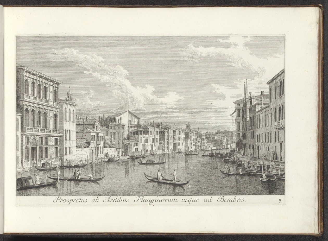 Podívejte se na Canal Grande a Palazzo Flangini te Benátky Pohled z domů Flanginos na Bembos (název na objektu) Nejslavnější pohledy na město Benátky, z 38 panelů Antonius Canal, vytištěných mosazí Antoniem Vissentinim, ve třech částech od Antonio Visentini